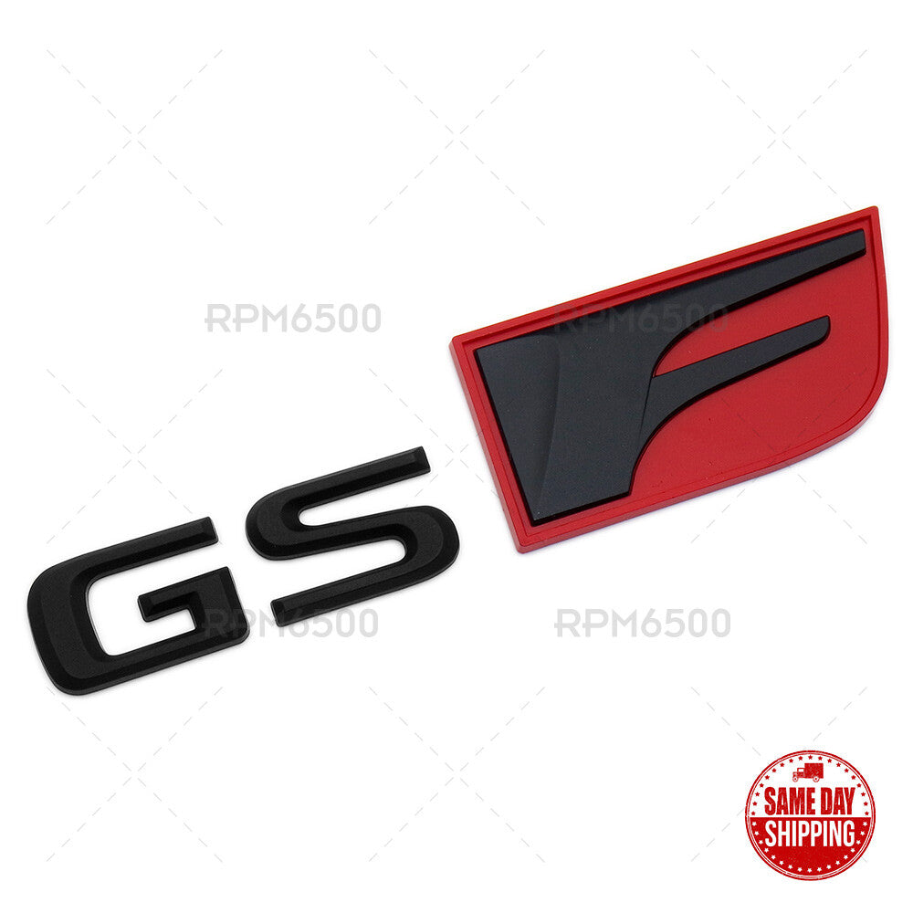 Lexus Trunk Lid Black Red GS F Letter Logo Badge 3D Decal Sport Emblem F-Sport