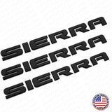 3x GMC 07-20 Sierra Front Door Tailgate Badge Emblem Nameplate - Gloss Black