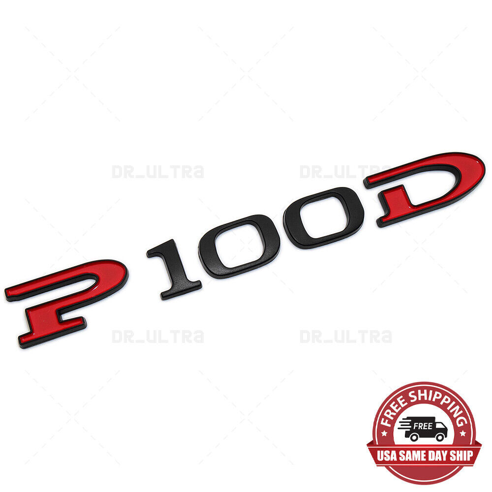 Tesla Rear Liftgate Lid Model P100D Nameplate Logo Badge Emblem Sport Black Red
