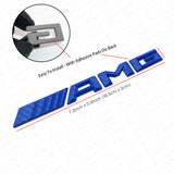 Blue Carbon Fiber Style AMG Sport Car Emblem 3D Trunk Lid Logo Badge Decoration