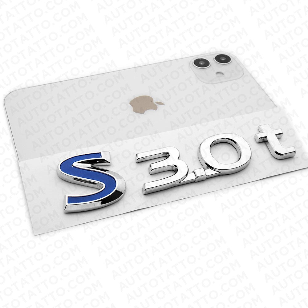 For Infiniti S 3.0t Left or Right Side Fender Badge Emblem Nameplate Chrome Blue
