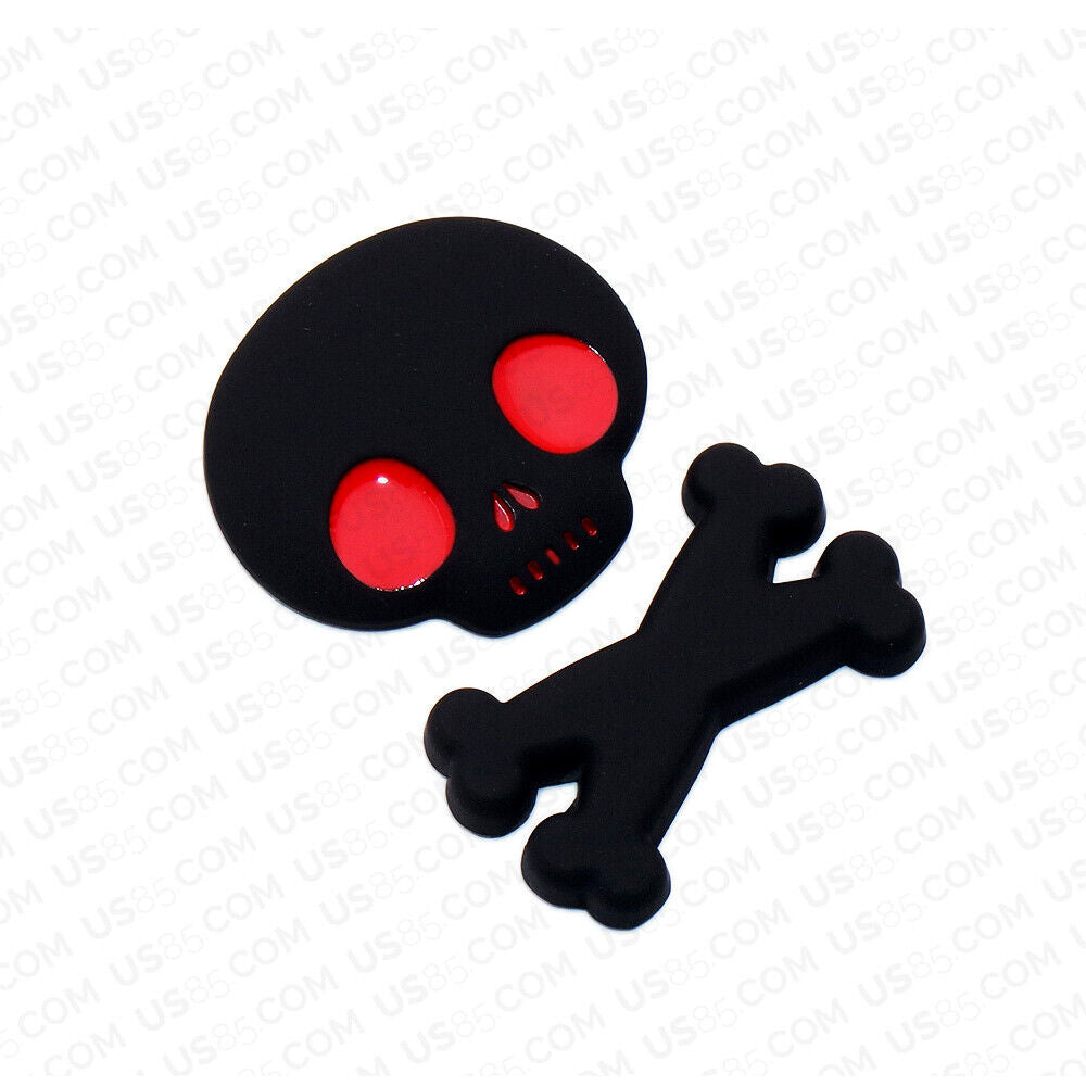 3D Fashion Metal Cute Skull w/ Bone Car Decal Badge Emblem Sticker Decoration