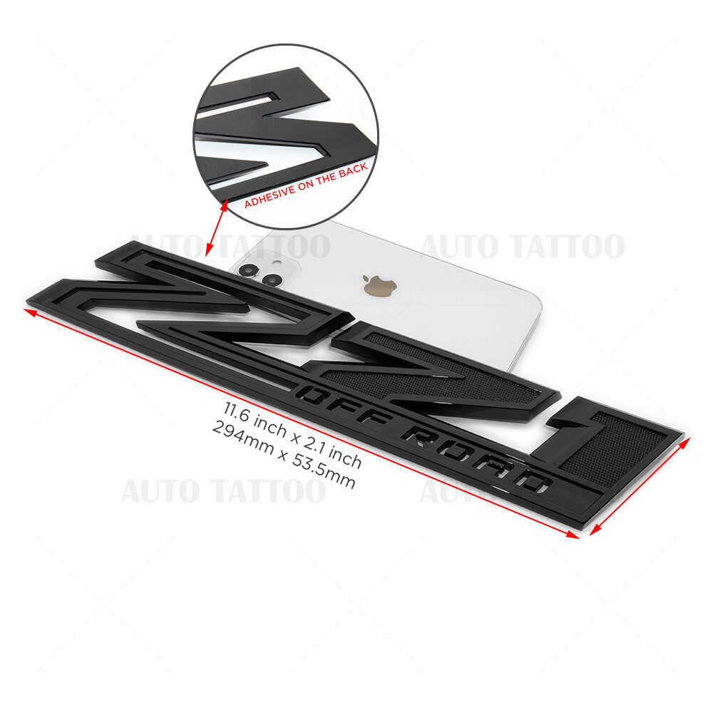 Chevy 19-21 Silverado Z71 Off Road Fender Letter Logo Emblem Badge Gloss Black