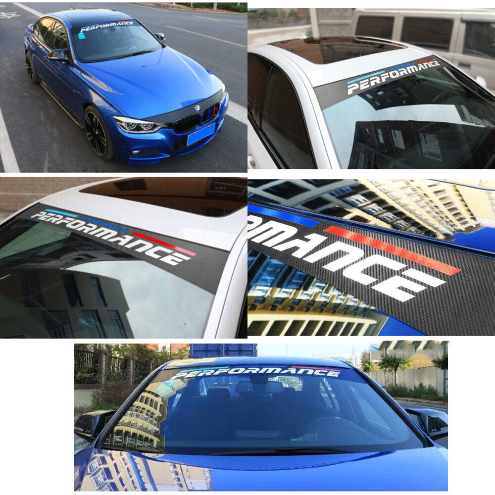M-Sport Front Window Windshield Carbon Fiber Vinyl Banner Decal Sticker for BMW