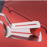 304 Stainles Steel Food Steak Flipping Spatula Tong Clip Kitchen Cooking Tool