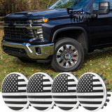4x Wheel Center Hub Cap 83mm 3.25" USA Flag For Chevy Silverado 2014-26 22837060