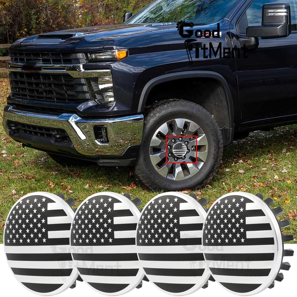 4x Wheel Center Hub Cap 83mm 3.25" USA Flag For Chevy Silverado 2014-26 22837060