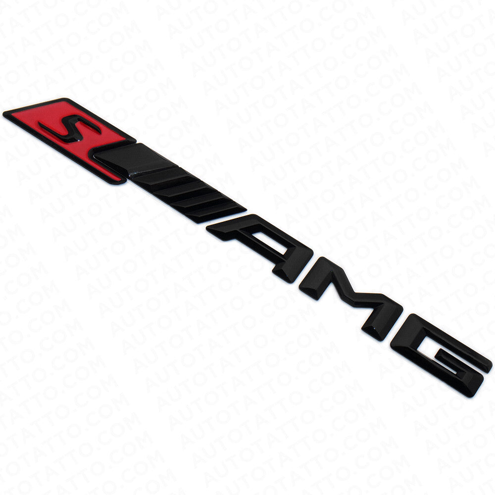 S AMG Edition Trunk Emblem Logo Sticker Badge Decoration Sport Gloss Black Red