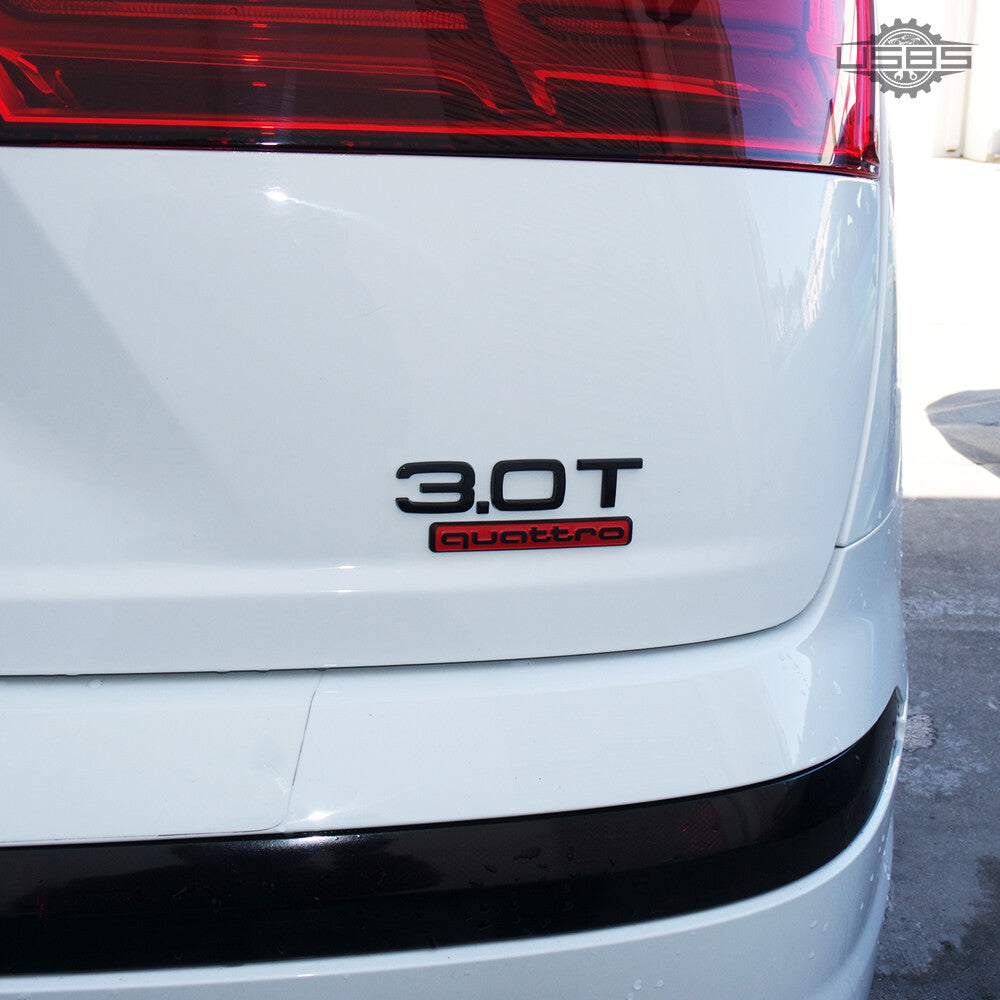 Audi Black Red Quattro Nameplate OEM ABS Emblem Liftgate Adhesive Logo Lid Badge