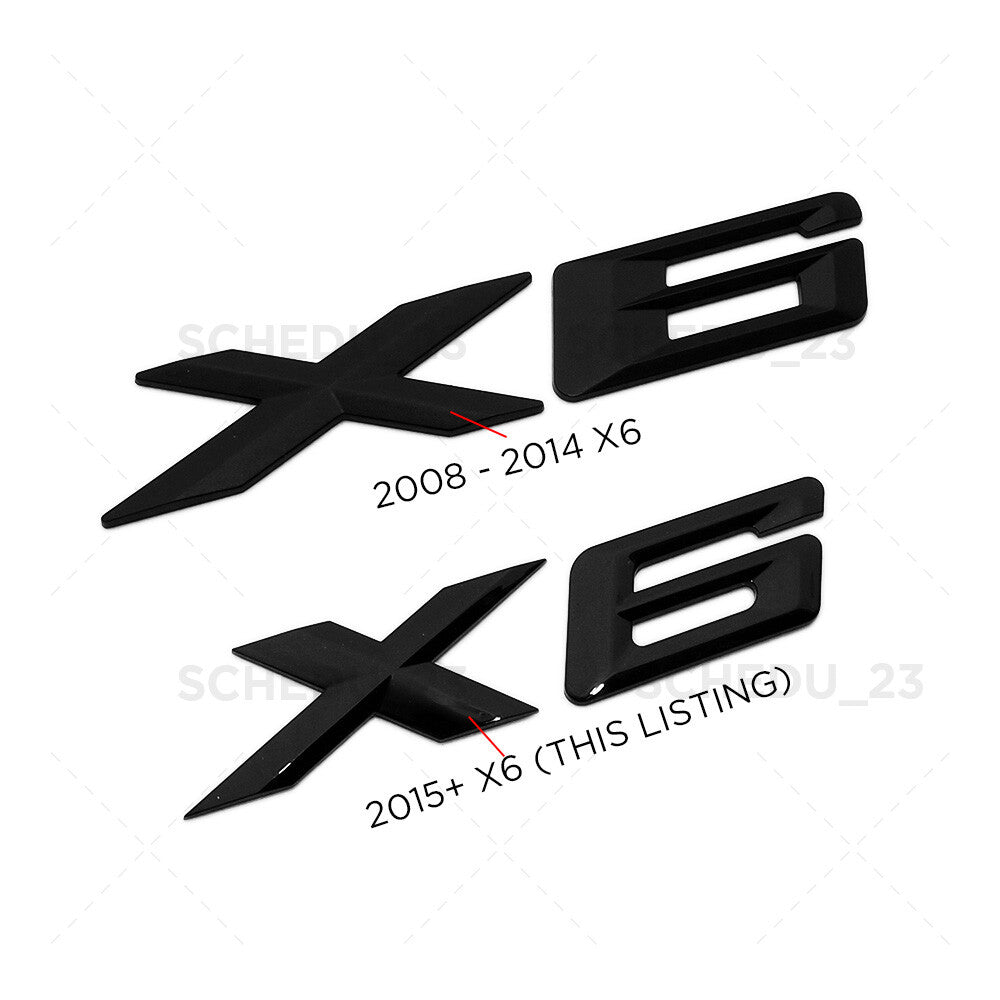 15-19 Gloss Black BMW X6 Letter Logo Emblem Badge LiftGate Rear Trunk /M Sport