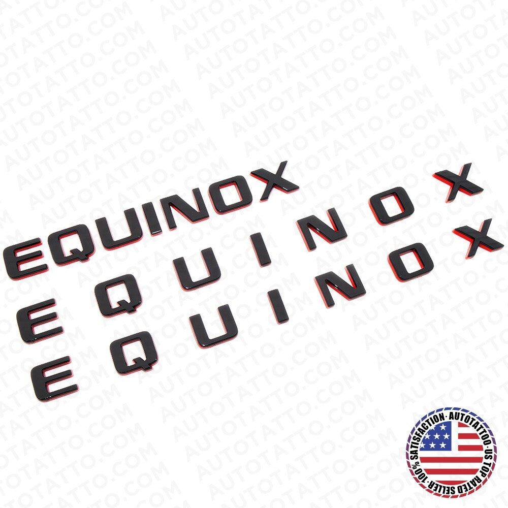 17-24 3pcs Chevy Equinox Door & Liftgate Letter Badge Redline Emblem Black & Red