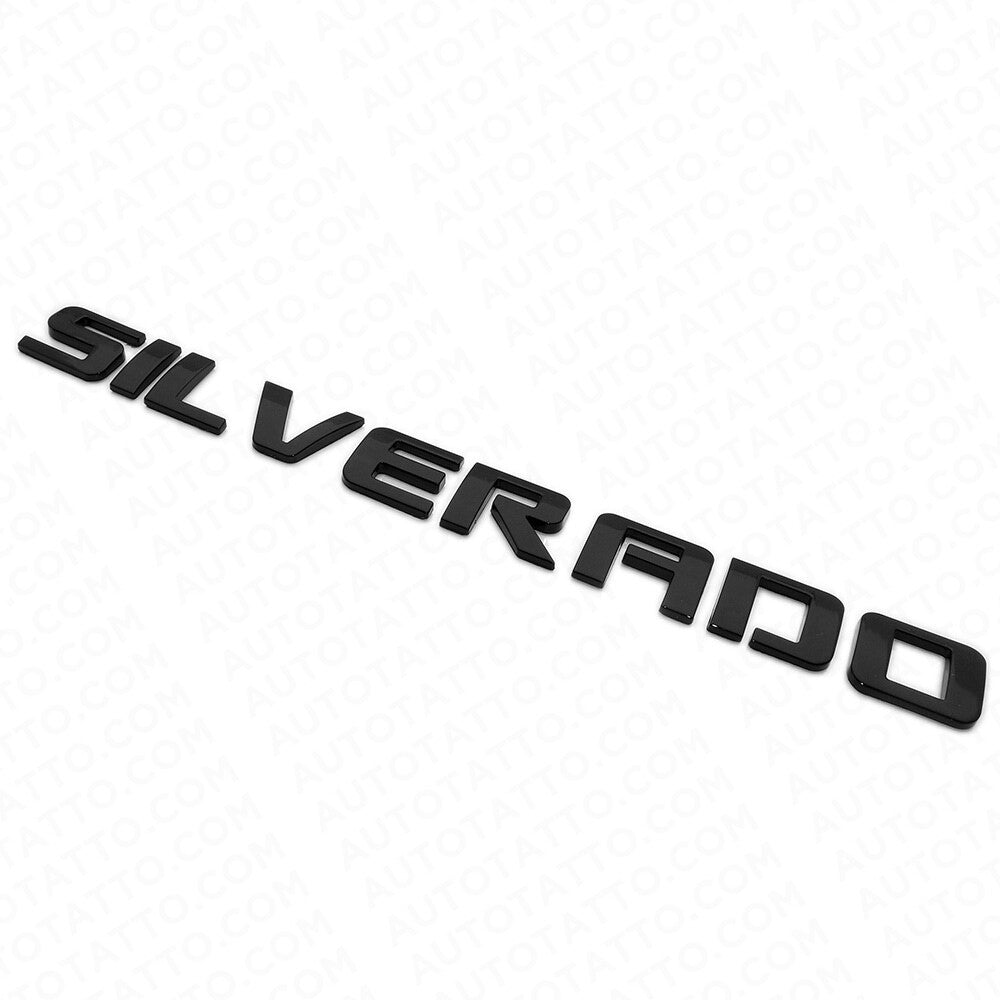 3x Chevy Silverado Fender Tailgate Logo Nameplates Letter 3D Emblem Gloss Black