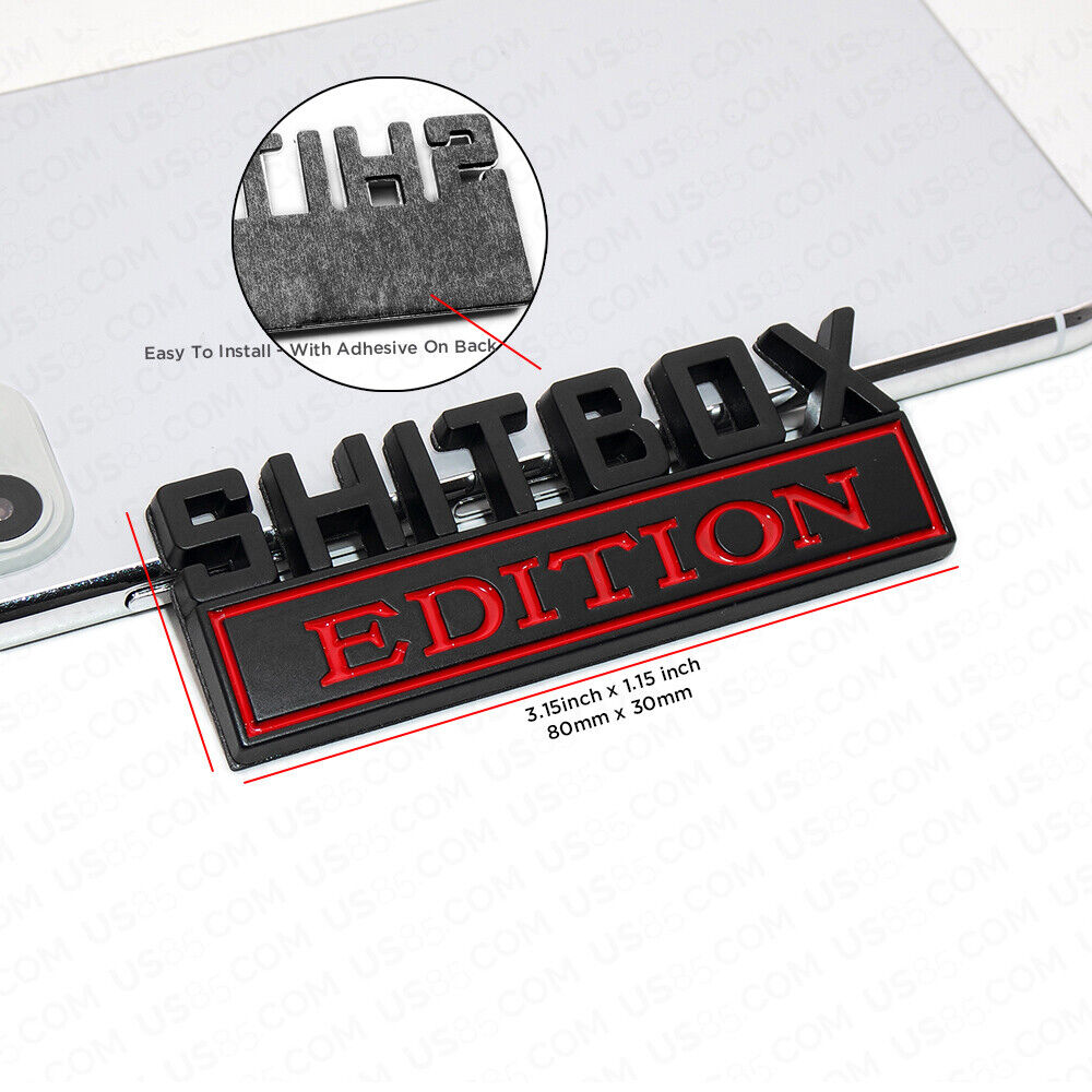 Universal 1x or 2x Fashion Metal ShitBox Edition Car Decal Sticker Decoration