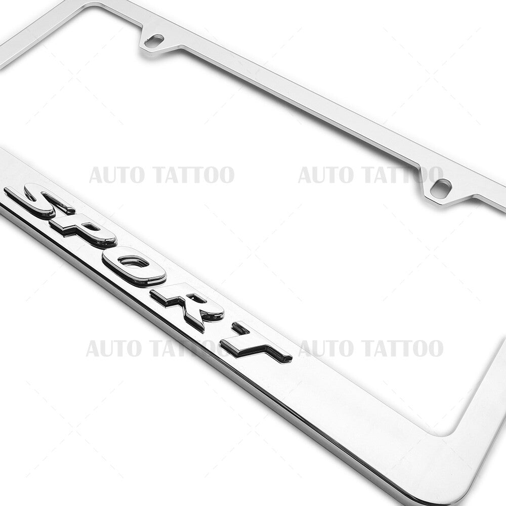 1x For Honda Sport Mirror Chrome License Plate Frame Cover Decorate + Screw Caps