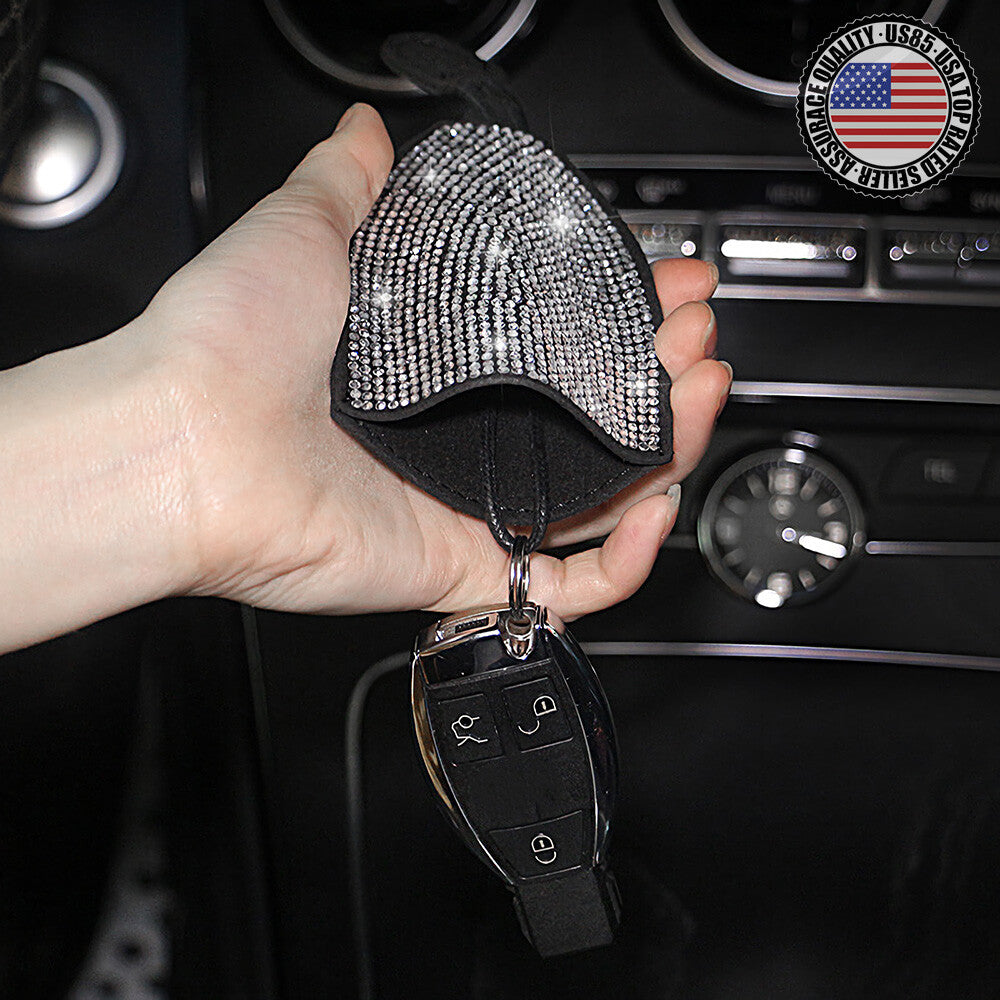 Universal Bling Crystal Diamond Cute Car Key Fob Holder Cover Case Keychain Ring