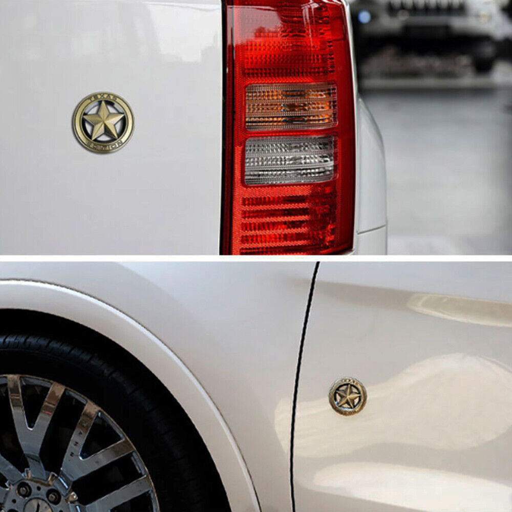 Universal 3D Fashion Metal Round Texas Star Car Decal Sticker Auto Decoration