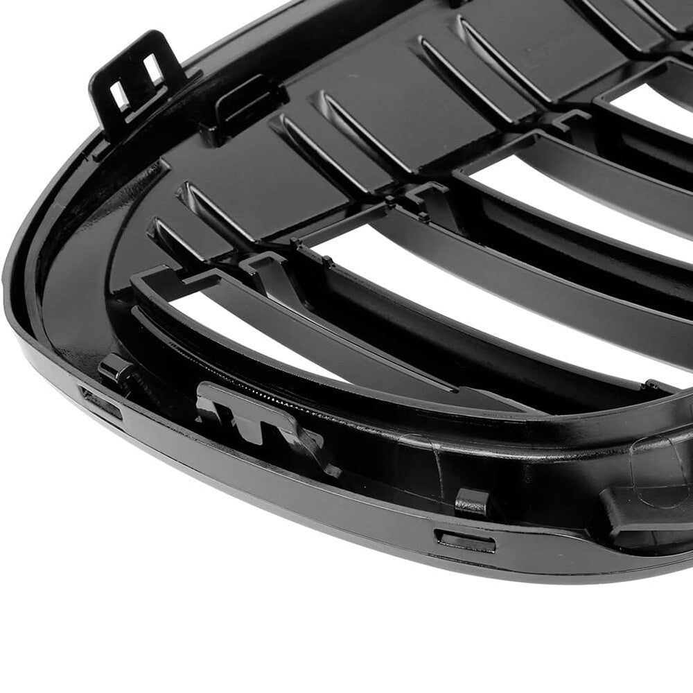 For BMW X1 F48 15-19 Front Bumper Gloss Black Racing Kidney Grille Double Slats