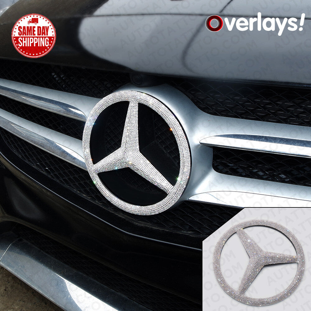 For Mercedes Front Grill Overlays Add-On Logo Emblem AMG Sport 3D Diamond Style