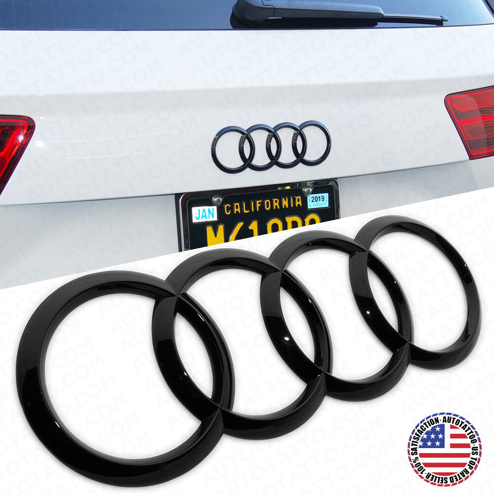 17-19 AUDI Q7 Gloss Black Rear Trunk Liftgate Rings Badge Logo Emblem Decorate
