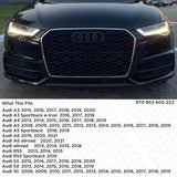 08-20 A3 S3 A4 S4 A5 S5 RS Matte Black Front Grille Sign Rings Badge Logo Emblem