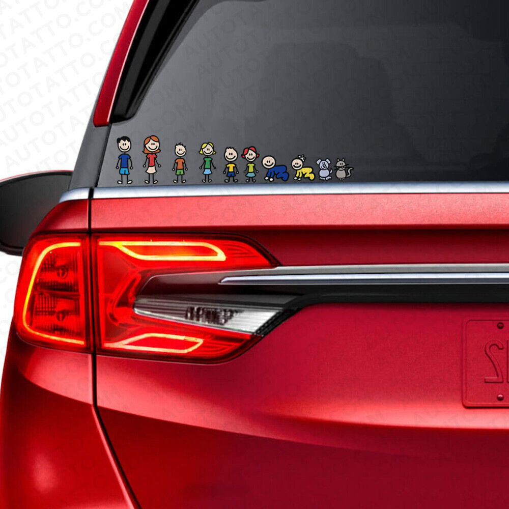 Cute Family In Car Sticker Decal Van Truck Liftgate Window Decorate Dog Cat