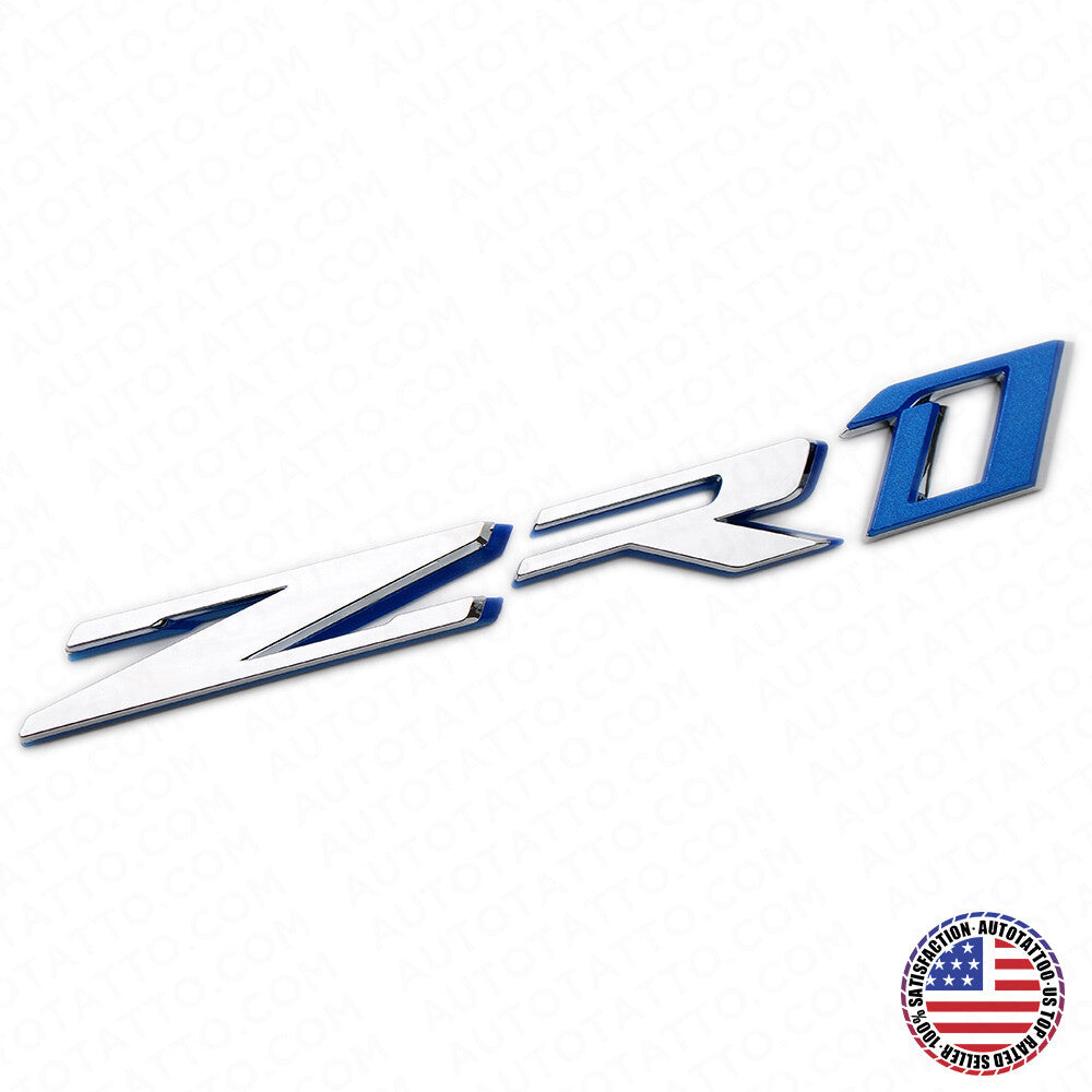 For Chevy Corvette ZR1 Hood Rear Bumper Nameplate Logo Sport Emblem Chrome Blue