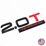 04-22 Audi Rear Trunk Lid 2.0T Quattro Nameplate Emblem Badge Black & Red