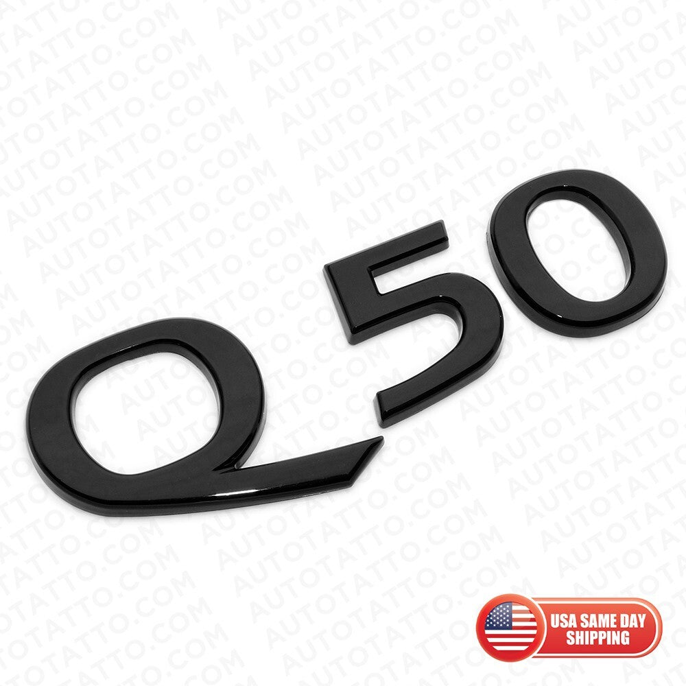 Infiniti Q50 Rear Trunk Logo Letter Badge Emblem Nameplate Sport Gloss Black