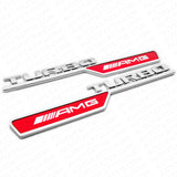 Set 3D Turbo AMG Edition Side Fender Marker Logo Badge Emblem Decorate Sport Red