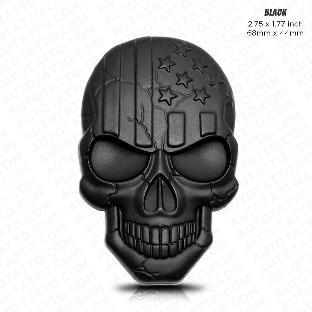3D Skull Devil Death USA Flag Metal Car 3D Sticker Decal Punisher Emblem Sport