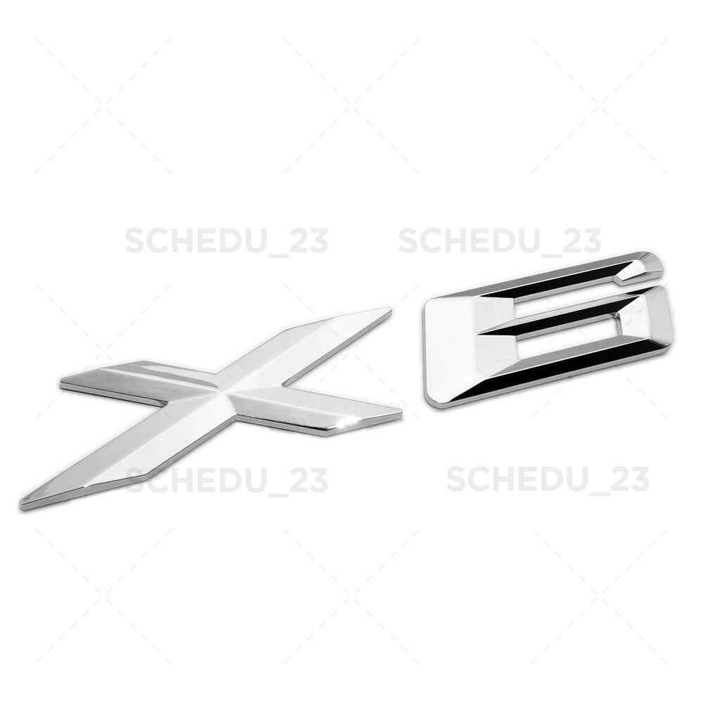 08-14 Chrome X6 Letter Logo Emblem Badge LiftGate Rear Trunk ABS ///M Sport