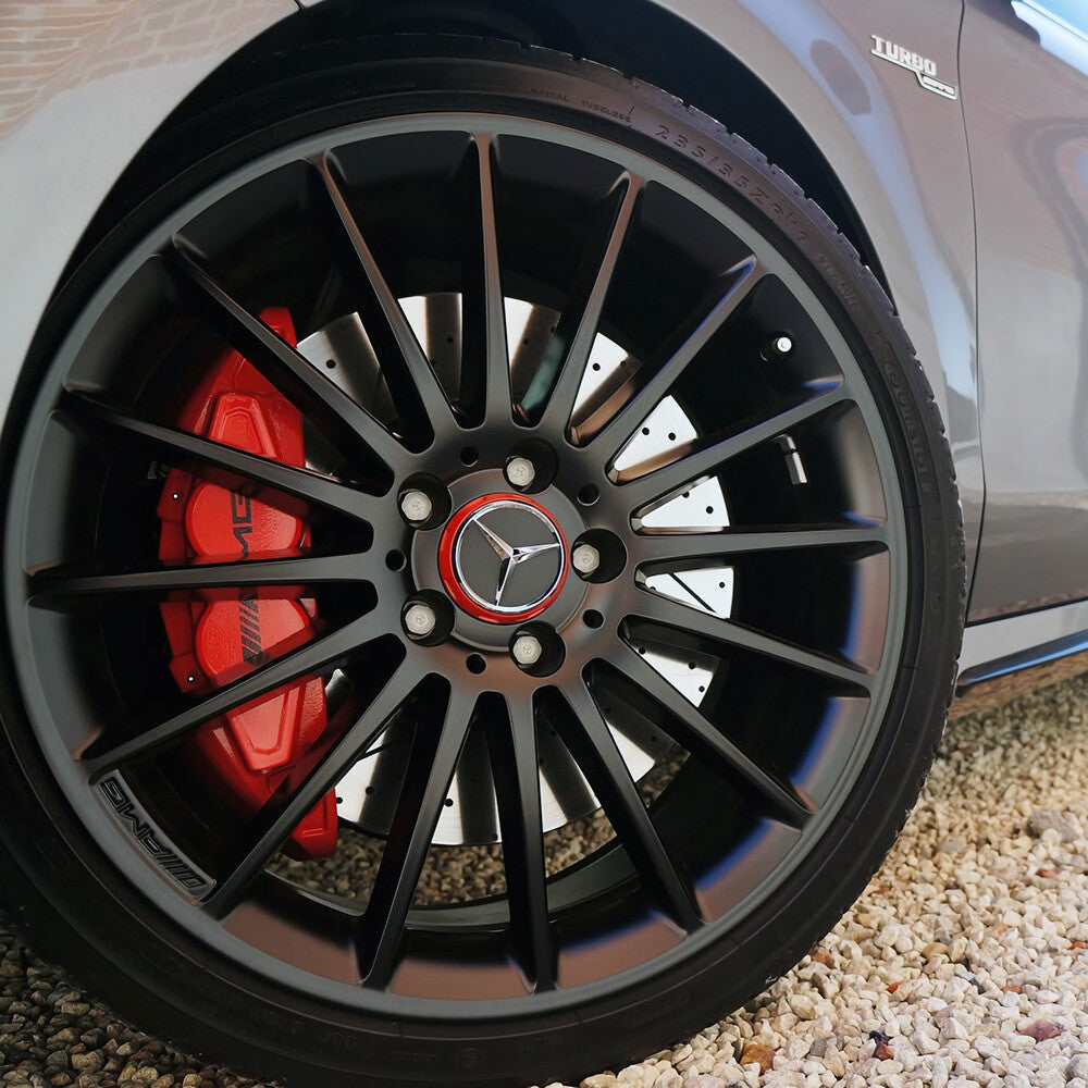 4x Mercedes Wheels In Center Lock Design Cap Hub Star Cover Insert Sport AMG Red