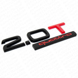 04-22 Audi Rear Trunk Lid 2.0T Quattro Nameplate Emblem Badge Black & Red