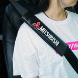 Mitsubishi Carbon Car Seat Belt Cover Safety Shoulder Strap Cushion Pad Harness