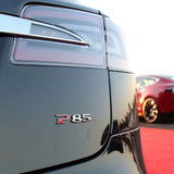 Tesla Rear Liftgate Lid Model P85 Nameplate Logo Badge Emblem Sport Black & Red