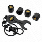 4pcs Hex Chevy Sport Car Tire Wheel Air Stem Dust Valve Caps Cover + Keychain