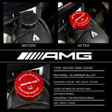 Mercedes AMG Sport Universal Aluminum Hood Water Washer Tank Cap Cover Trim Red