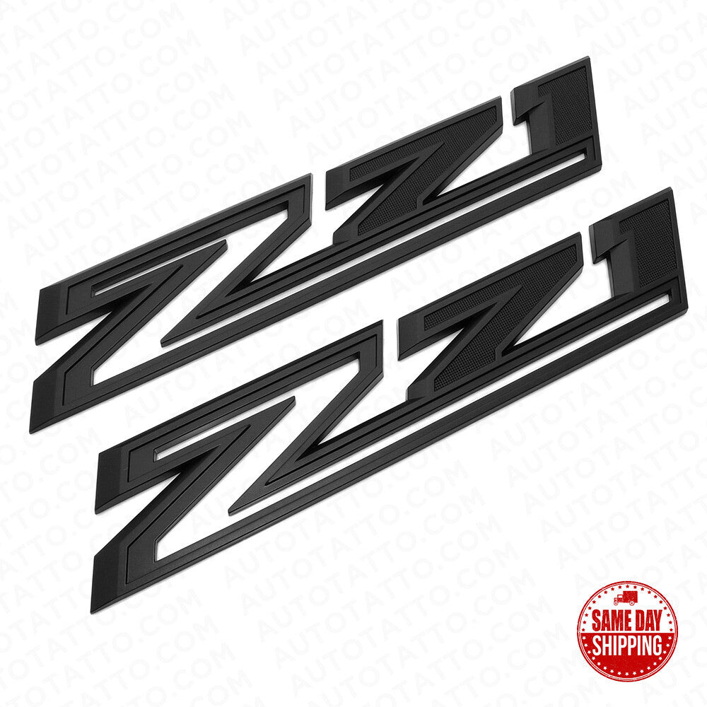 2x For Chevy 19-21 Silverado Z71 Fender Letter Sport Logo Emblem Badge Blackout