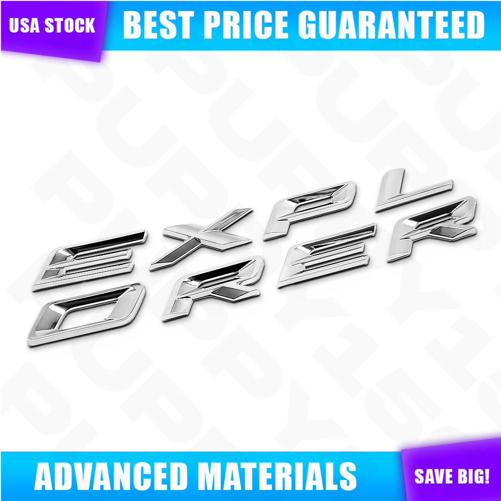 3D Silver Front Hood Emblem For Explorer 2011-2025 Letter Upper Nameplate Badges