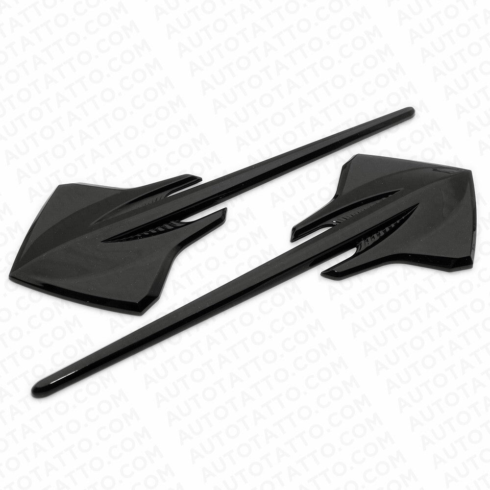 14-19 Corvette C7 Gloss Black Front Rear Fender Set Letter Badge Emblem Sport