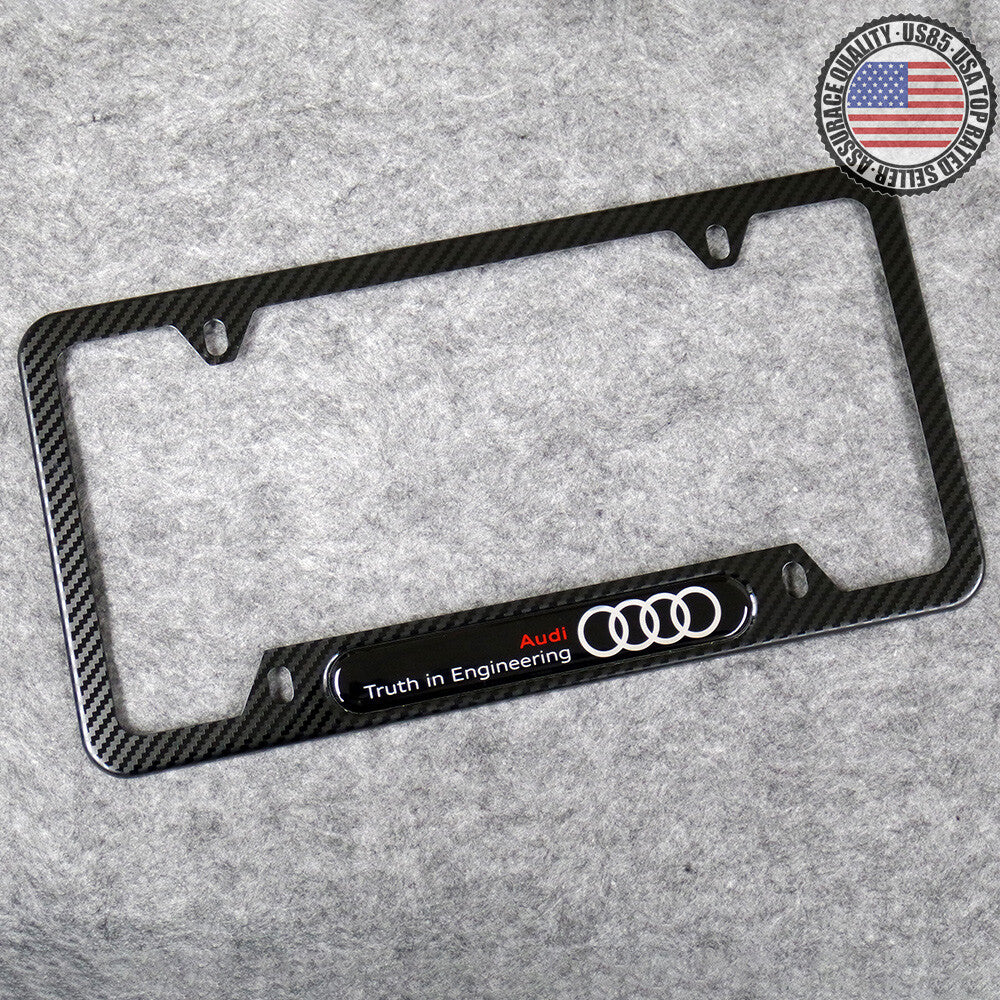 For Audi Front or Rear Carbon Fiber Texture License Plate Frame Cover Sport Gift