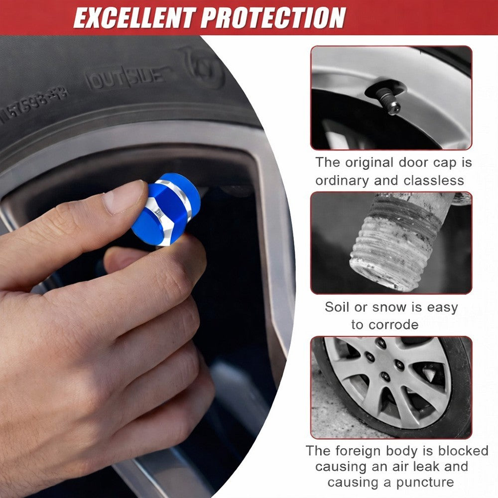 4pcs Universal Car Tire Wheel Valve Stem Caps Hex Design Dust Cover Accessories