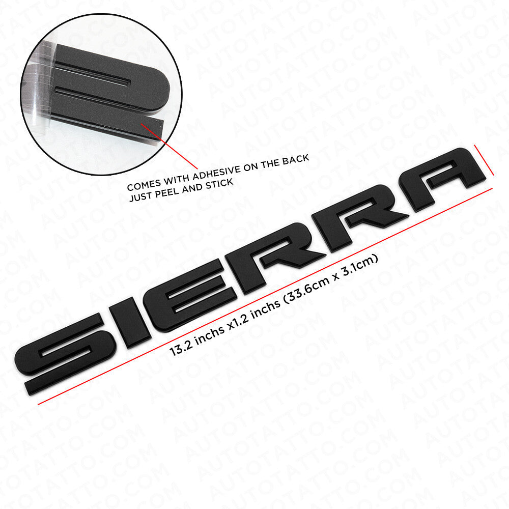 GMC 07-20 Sierra Front Door / Tailgate Badge Emblem Adhesive Nameplate - Black