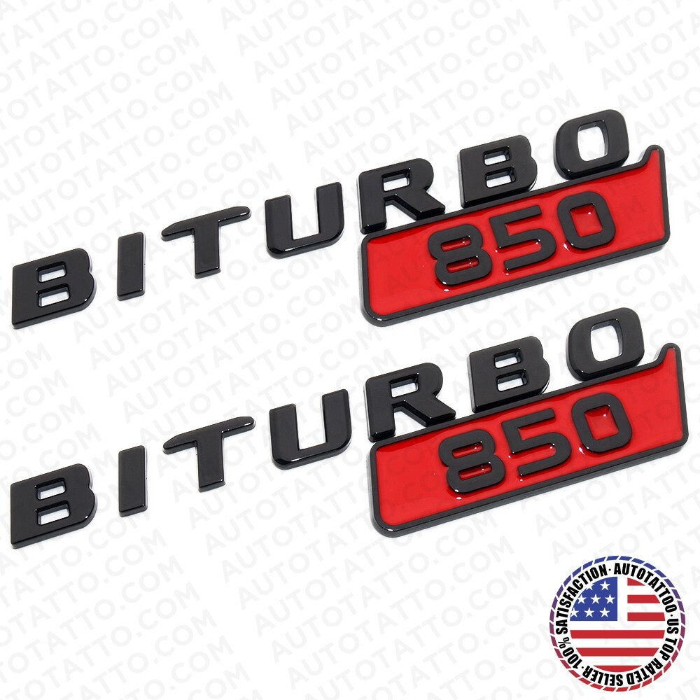 2x Mercedes BRABUS BITURBO 850 Fender Nameplate Badge Marker Emblem Gloss Black