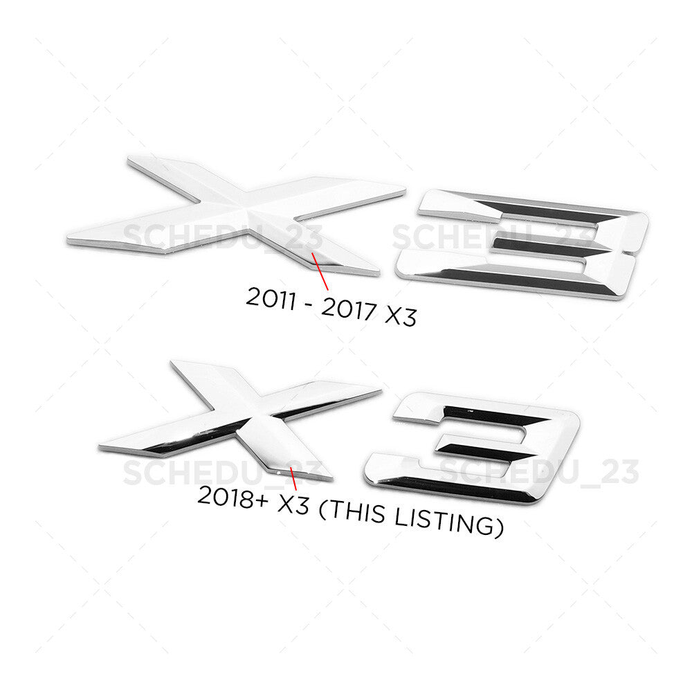 18-24 Chrome X3 Rear Trunk Liftgate Nameplate Letter Emblem Badge /M Sport