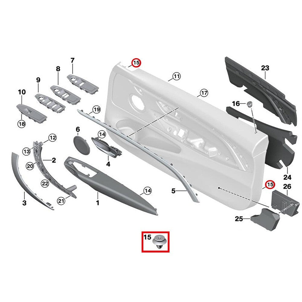 20x Door Panel Clip Gradient BMW E46 E90 E91 E36 E92 E93 E60 E63 E64 51418224781