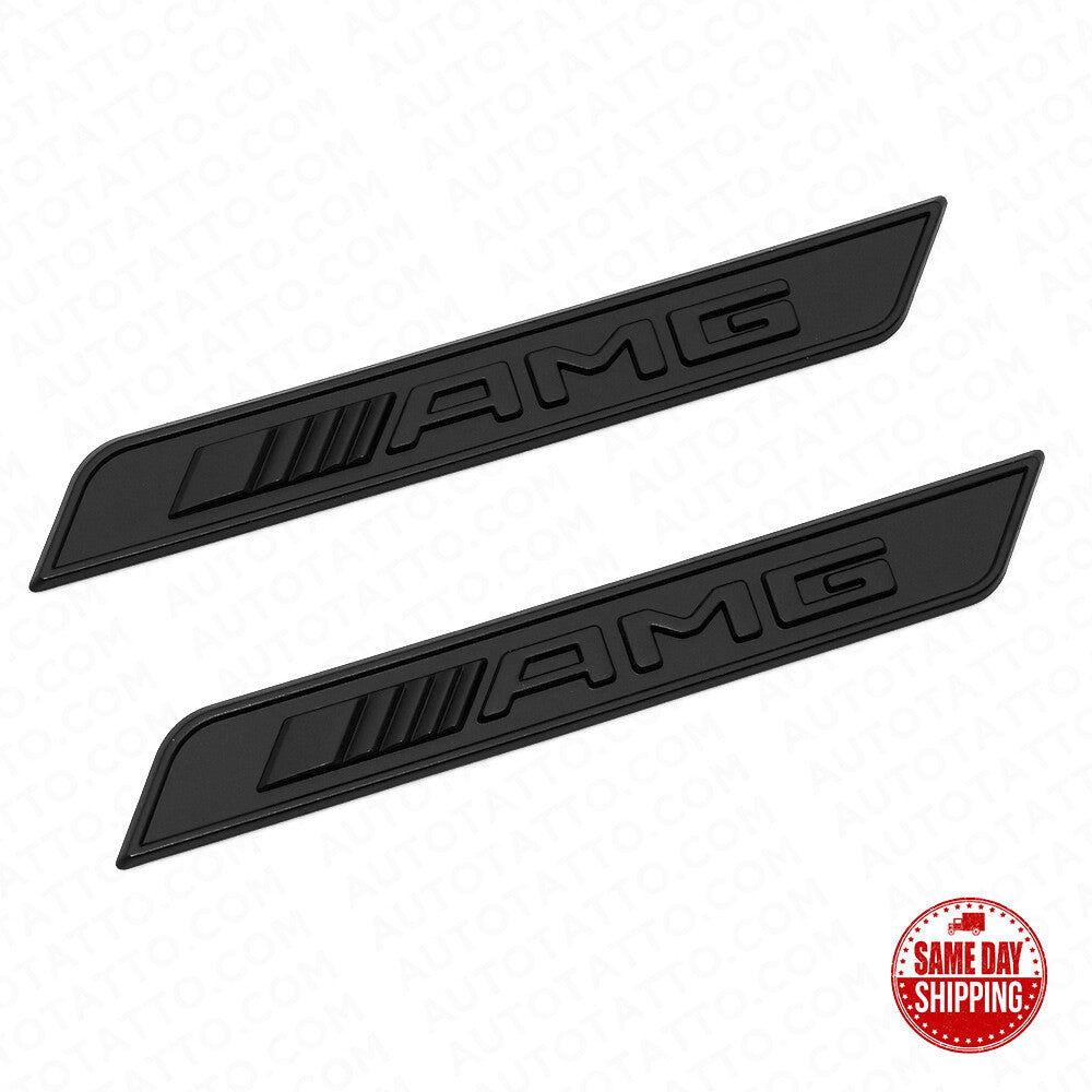 2x Flat Black AMG Special Edition Emblem Fender Logo Badge Nameplate Decoration