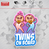 Cute Twins On Board Sticker Decal Kid Baby In Car Van Truck Door Window Decorate