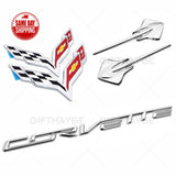 14-19 Corvette C7 OEM Chrome Front Rear Fender Set Letter Badge Emblem Sport