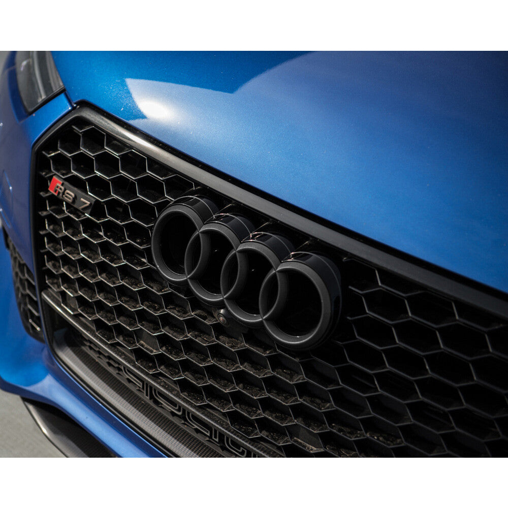 16-21 AUDI A6 A7 A8 S7 RS7 Matte Black Front Grille Rings Badge Sign Logo Emblem